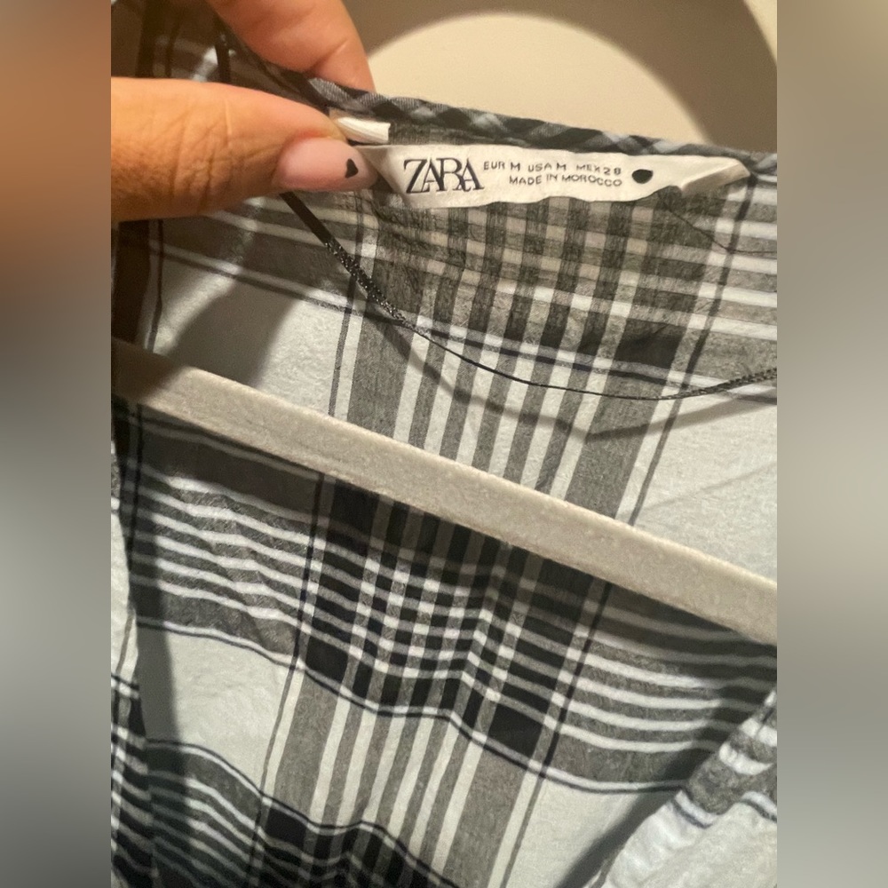 Zara Blue Plaid Midi Cotton Dress - Picture 4 of 12